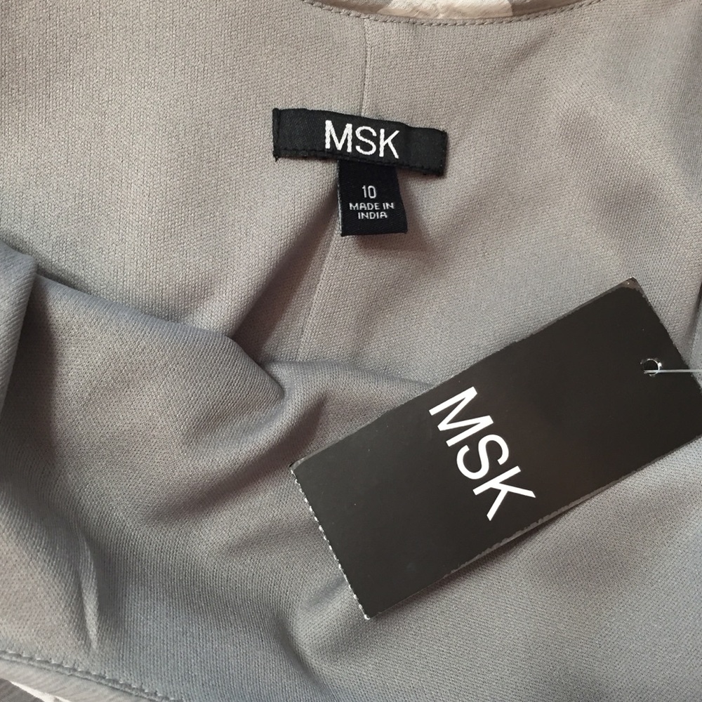 ☀️NWT☀️MSK Grey & White Dot Flowy Low Back Dress - Picture 6 of 7